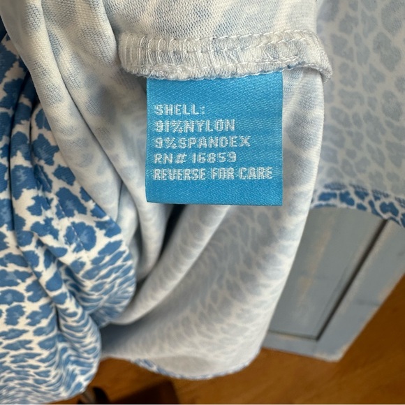 J. McLaughlin Faux Wrap Panama Dress Blue Cheetah Sz XL - Picture 10 of 16